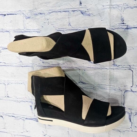 EILEEN FISHER SPORT-NU Sandals - Black Tumbled Nubuck - Size 9.5M - Picture 1 of 8